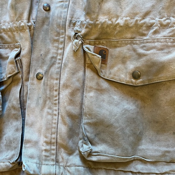 Carhartt Duck Canvas Jacket Coat Medium Tall  Detachable Hood Thrashed Blanket - Picture 4 of 16